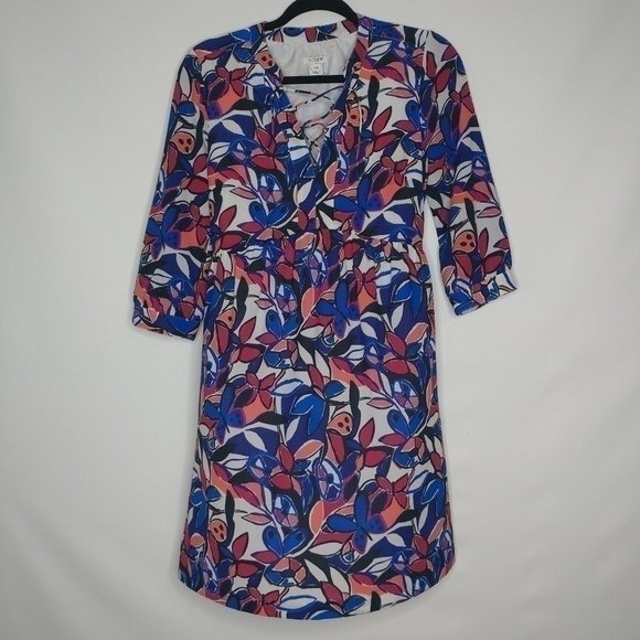 J. Crew Lace Up Butterfly Floral Printed Dress - Picture 5 of 12